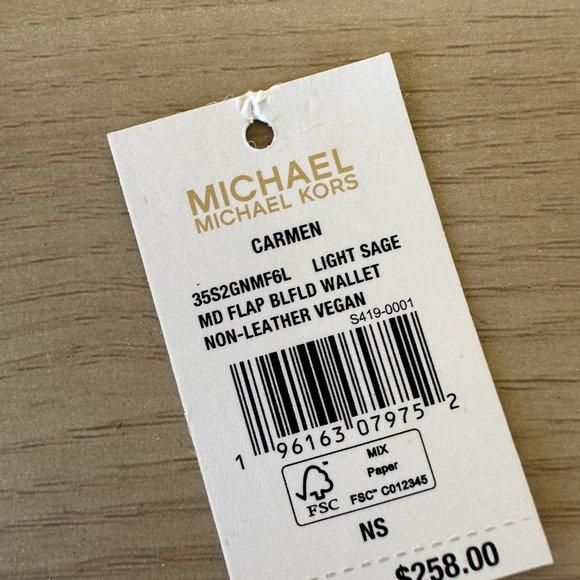 Michael Kors Carmen Medium Flap Satchel/ BLFLD Wallet MK Logo Light Sage NWT - Picture 10 of 11
